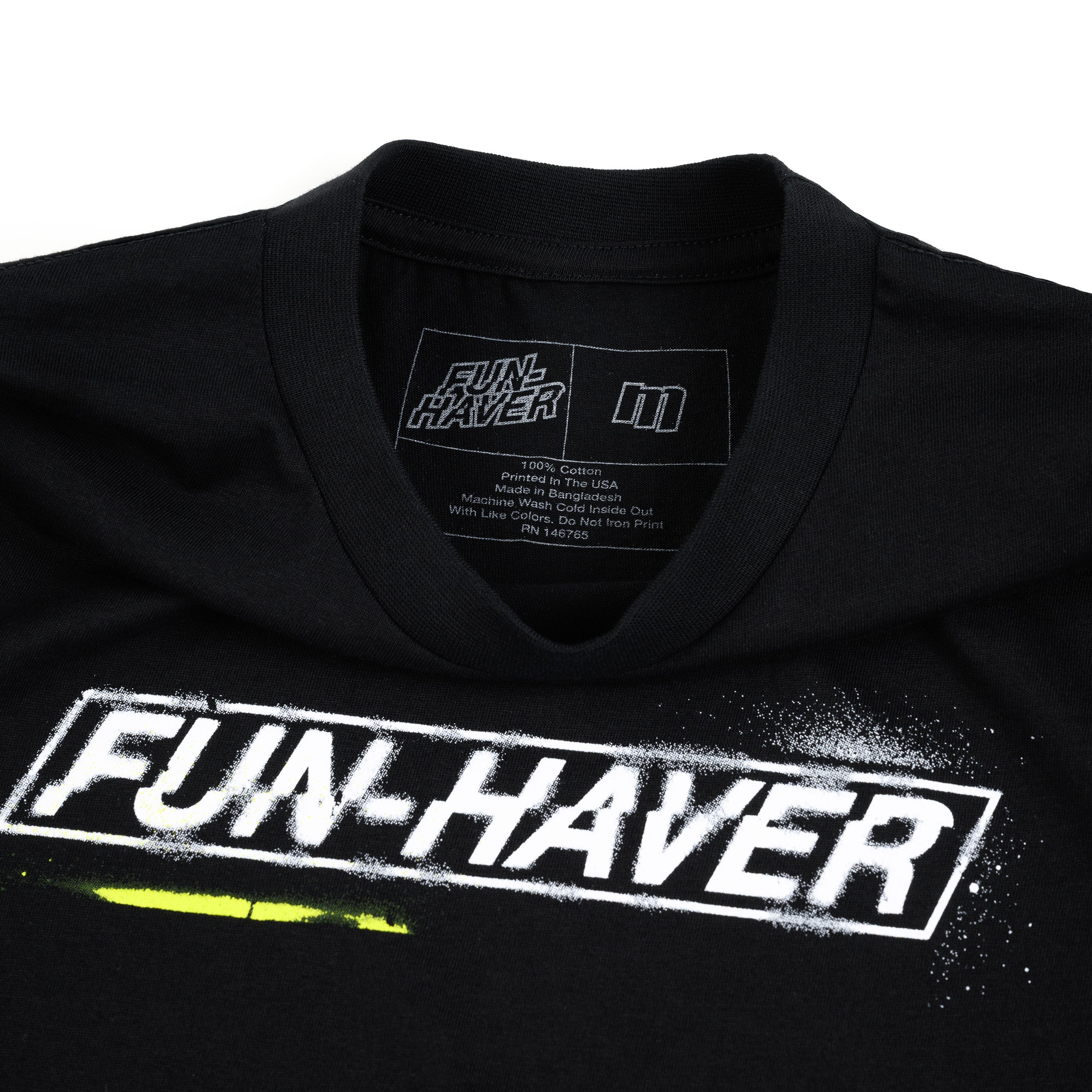 Fun-Haver Stencil Black Tee - Front Detail 1