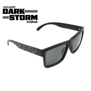 Fun-Haver Dark Storm Striker Sunglasses with lightning bolt print and Neon Storm logo