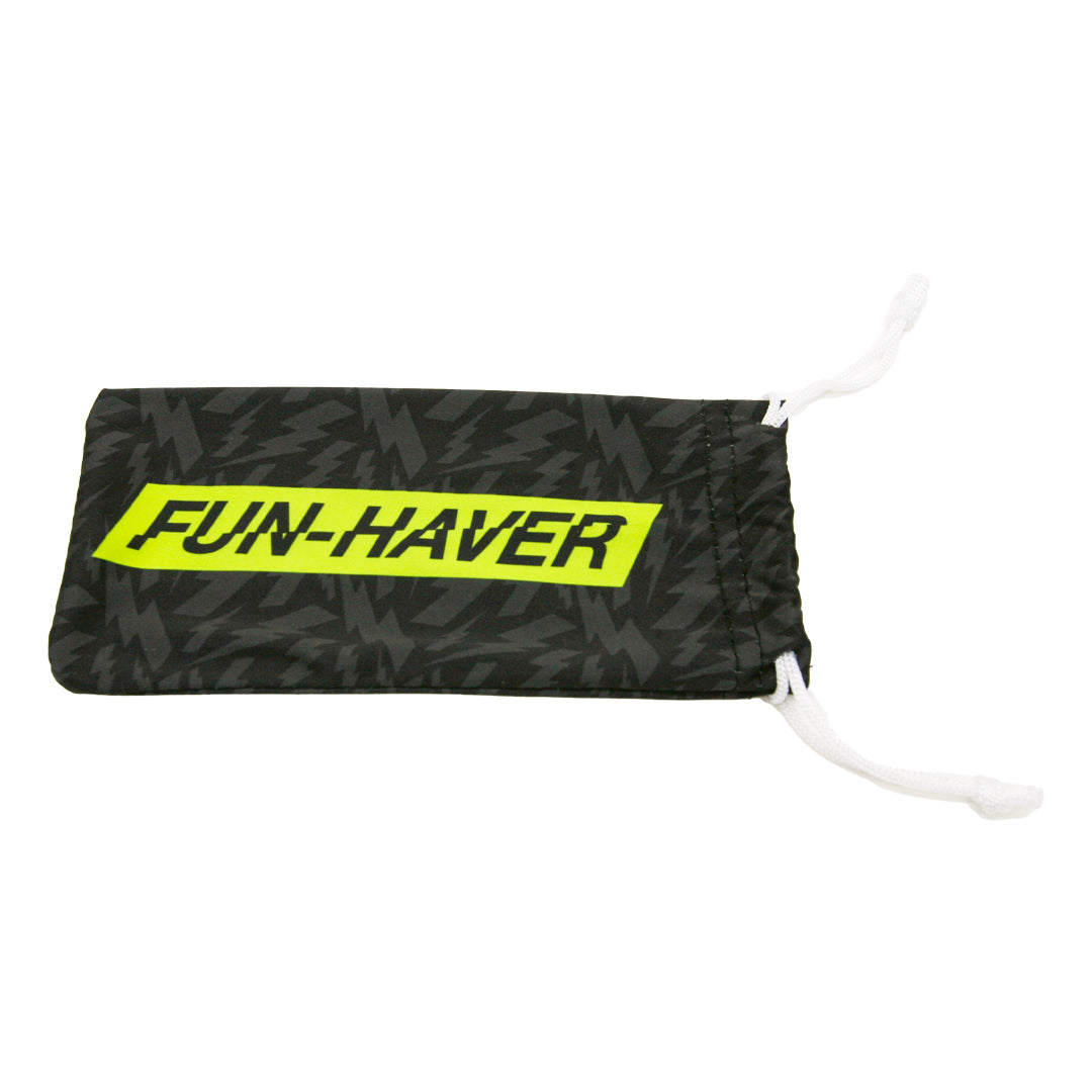 Striker sunglasses Fun-Haver storage bag with lightning bolt design
