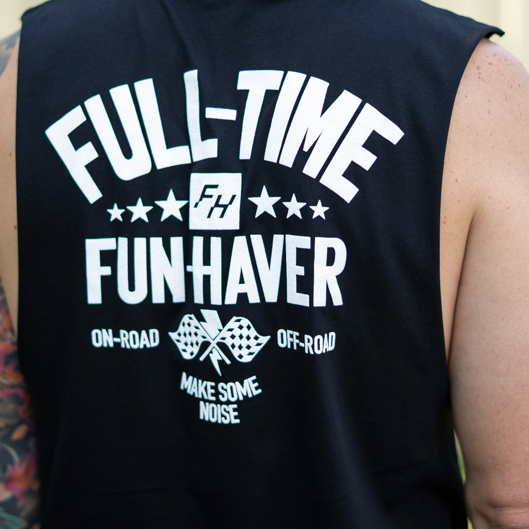 Fun-Haver Full Time Fun Black Tank Top - Lifestyle Detail Image 1