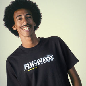 Fun-Haver Stencil Black Tee - Front Lifestyle Image 1