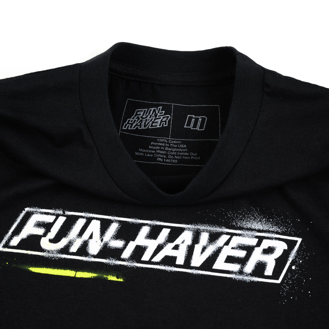 Fun-Haver Stencil Black Tee - Front Detail 1
