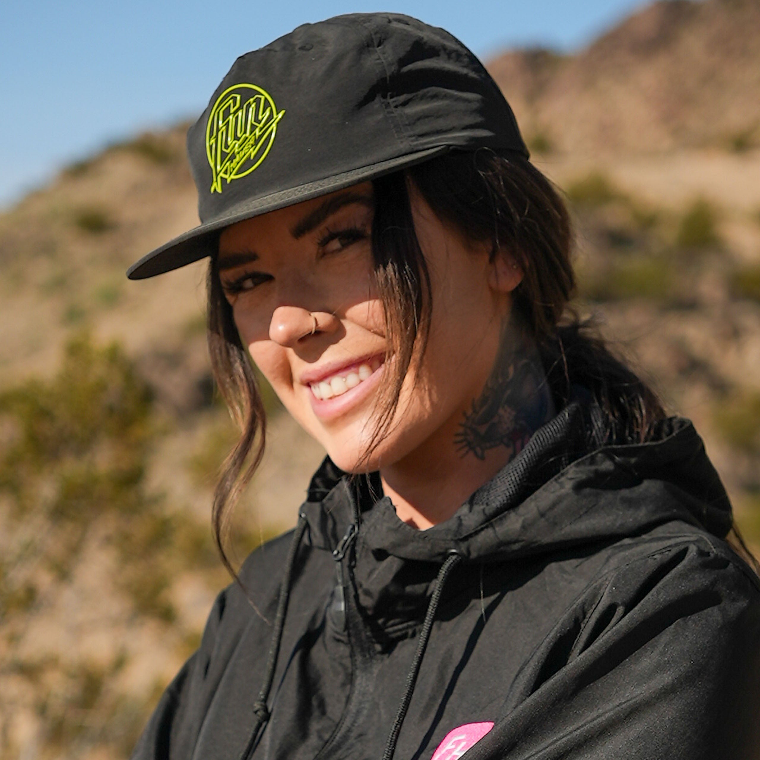 Kelsie Heck wearing the Fun-Haver® Weekend 5 Panel Hat in Black.