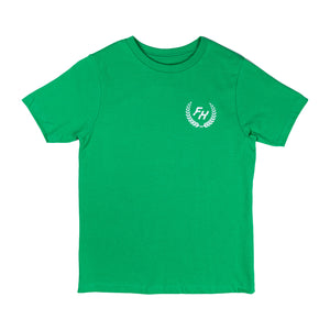 Kelly Green Fun-Haver® Shield Logo Youth T-Shirt front view