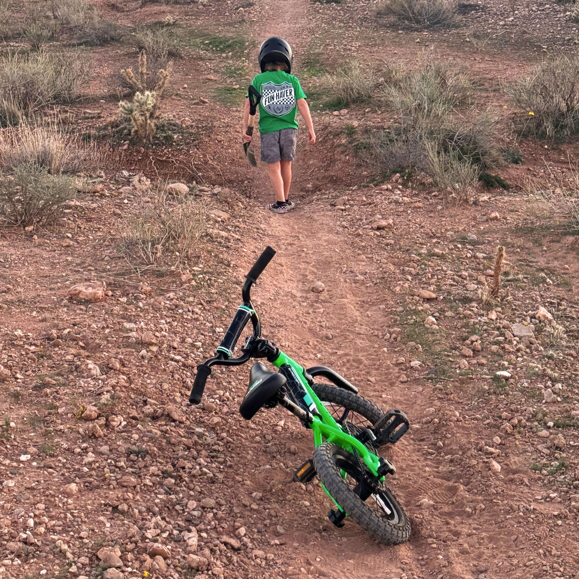 Future Fun-Haver wearing the Kelly Green Fun-Haver® Shield Logo Youth T-Shirt