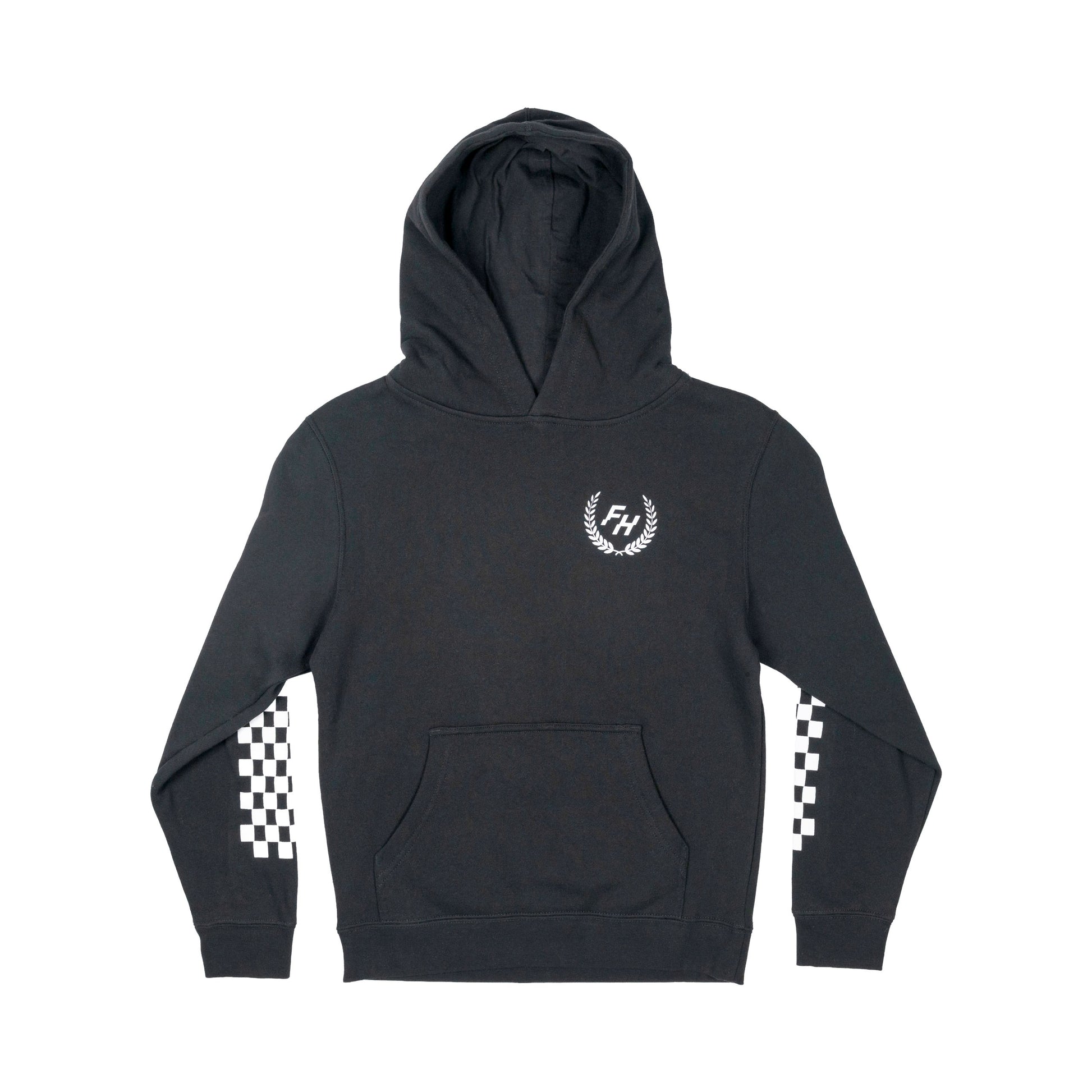 Black Fun-Haver® Shield Youth Hoodie front view
