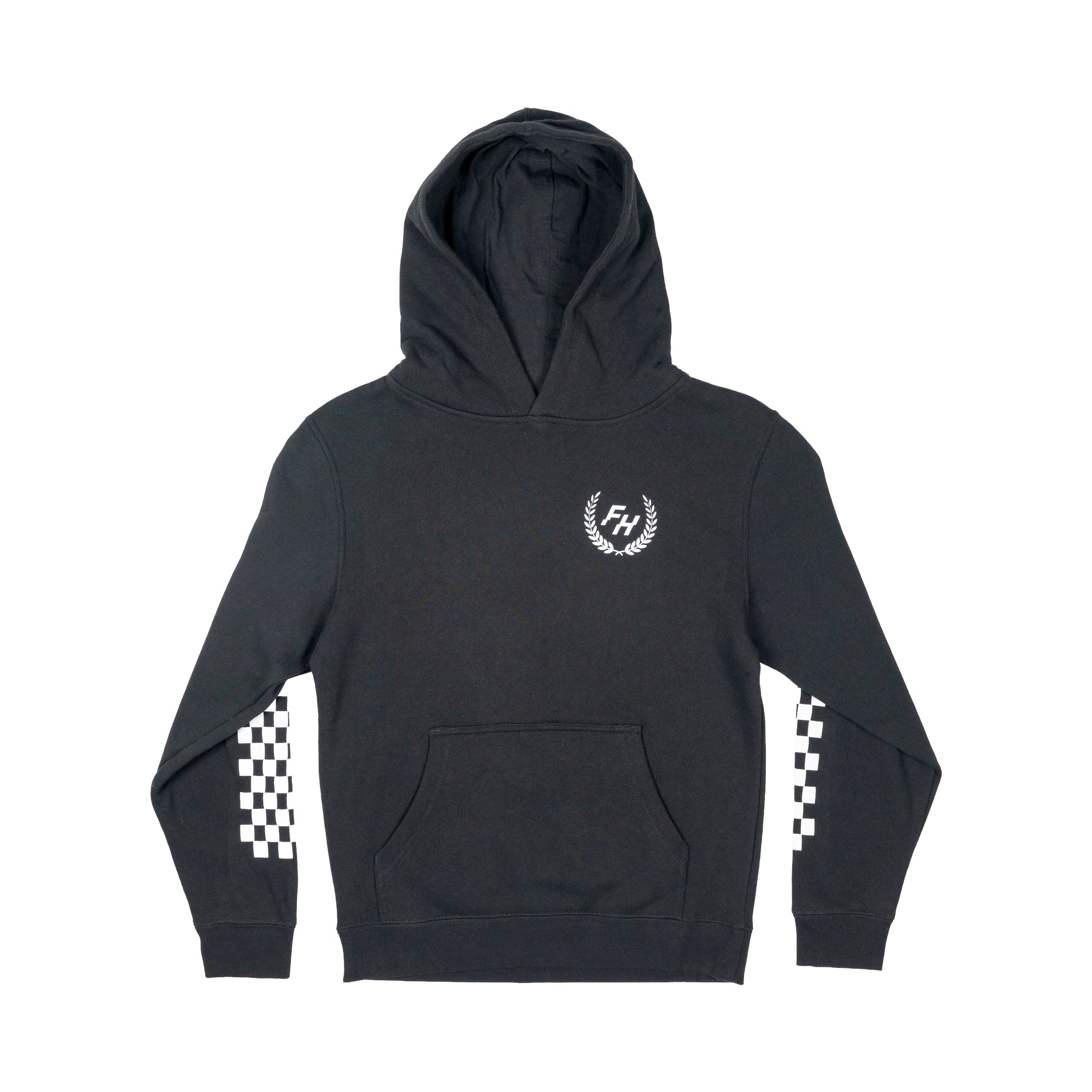 Black Fun-Haver® Shield Youth Hoodie front view