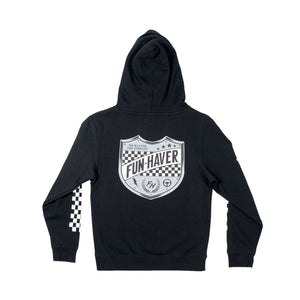 Black Fun-Haver® Shield Youth Hoodie back view
