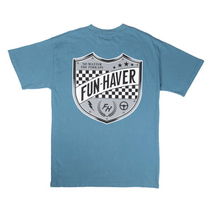 Sea Blue Fun-Haver® Shield Logo T-Shirt  back view