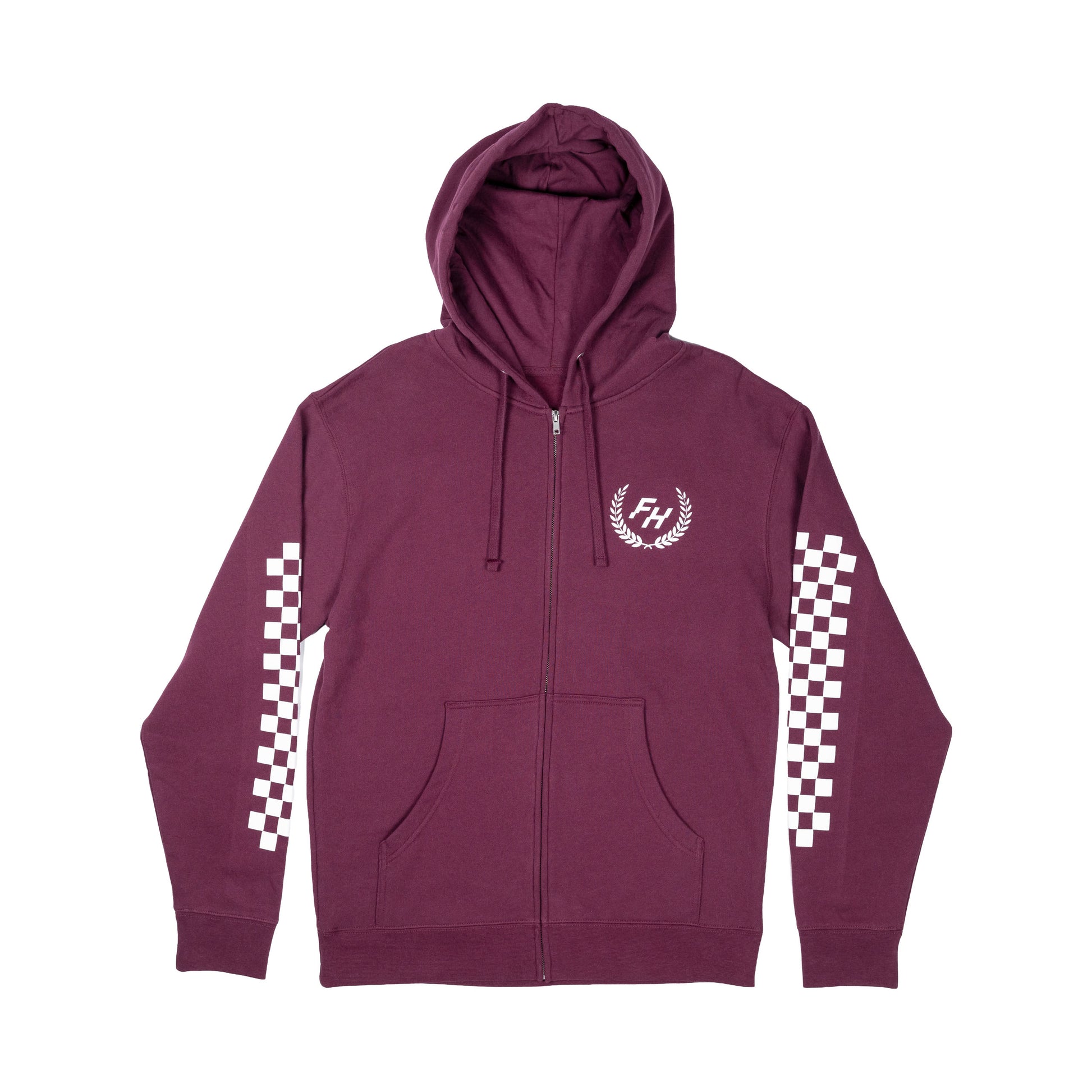 Fun-Haver® Maroon Shield Zip Hoodie front view