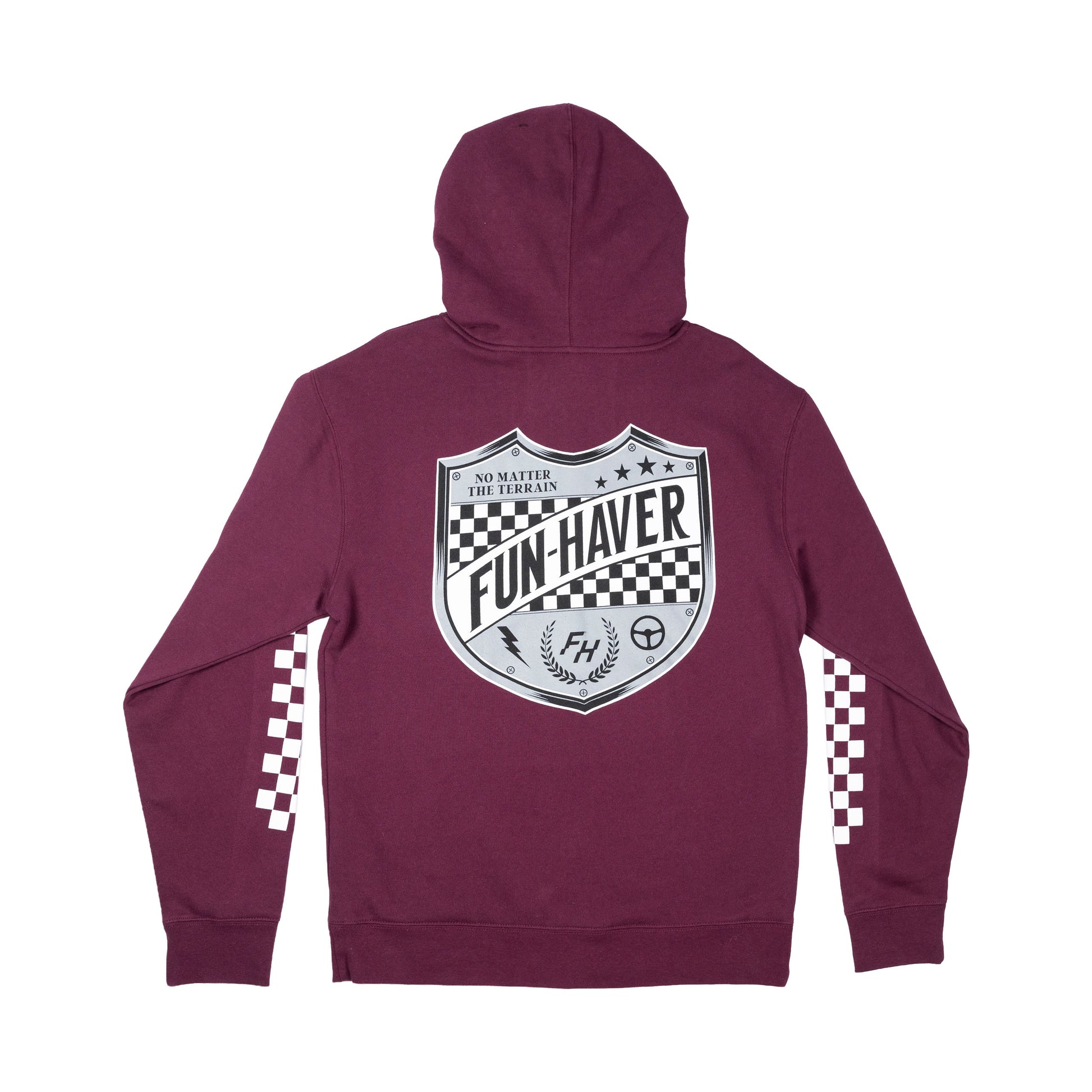 Fun-Haver® Maroon Shield Zip Hoodie back view