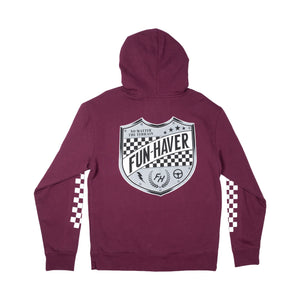 Fun-Haver® Maroon Shield Zip Hoodie back view