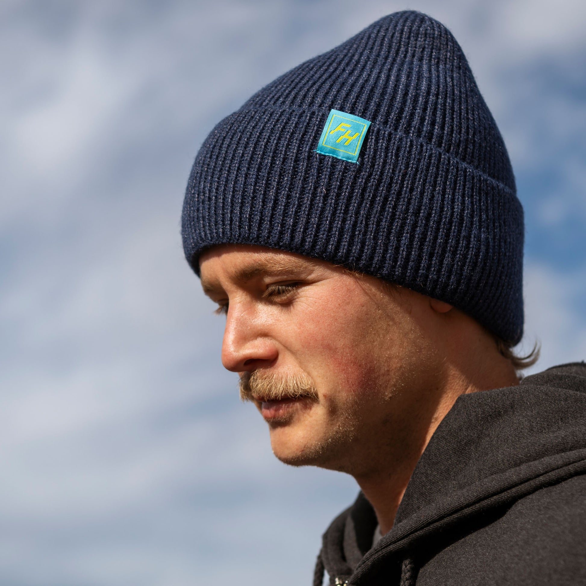 Fun-Haver wearing the Fun-Haver Watch Cap Cuffed Beanie in Navy