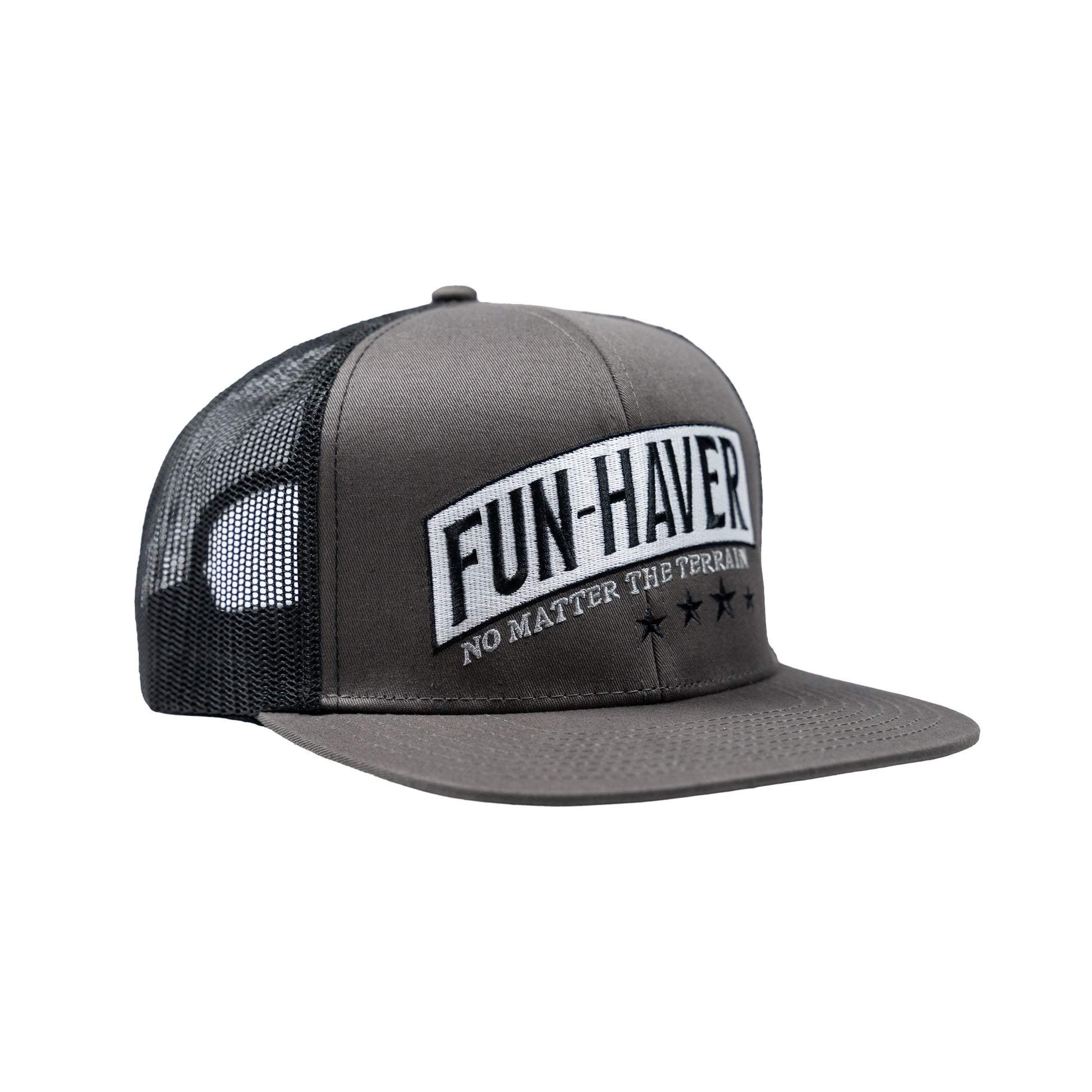 Right side view of the Fun-Haver® Shield 6 Panel Trucker Hat