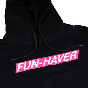 Close up front view of the Black Fun-Haver Energy Pullover Hoodie 