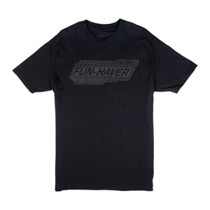 Front view of the Fun-Haver Pursuit Black T-Shirt