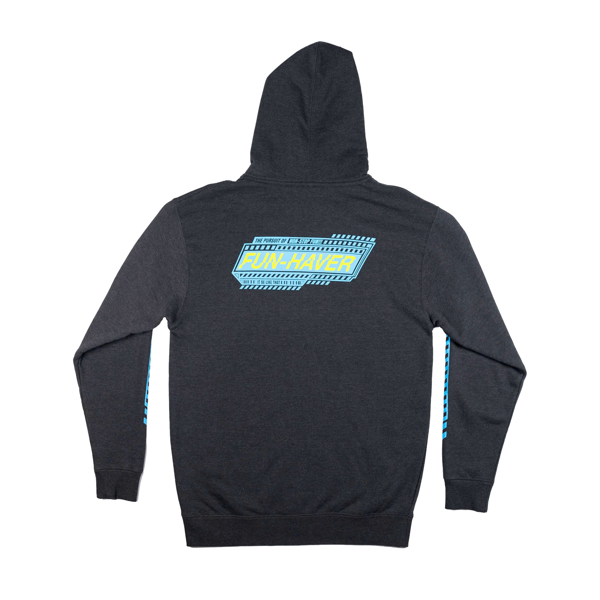 Back view of the Fun-Haver Pursuit Zip Hoodie in Charcoal Heather