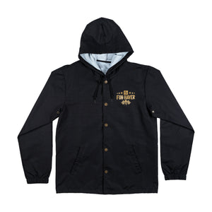 Front view of the Black Full Time Fun-Haver® Winbreaker Coaches Jacket