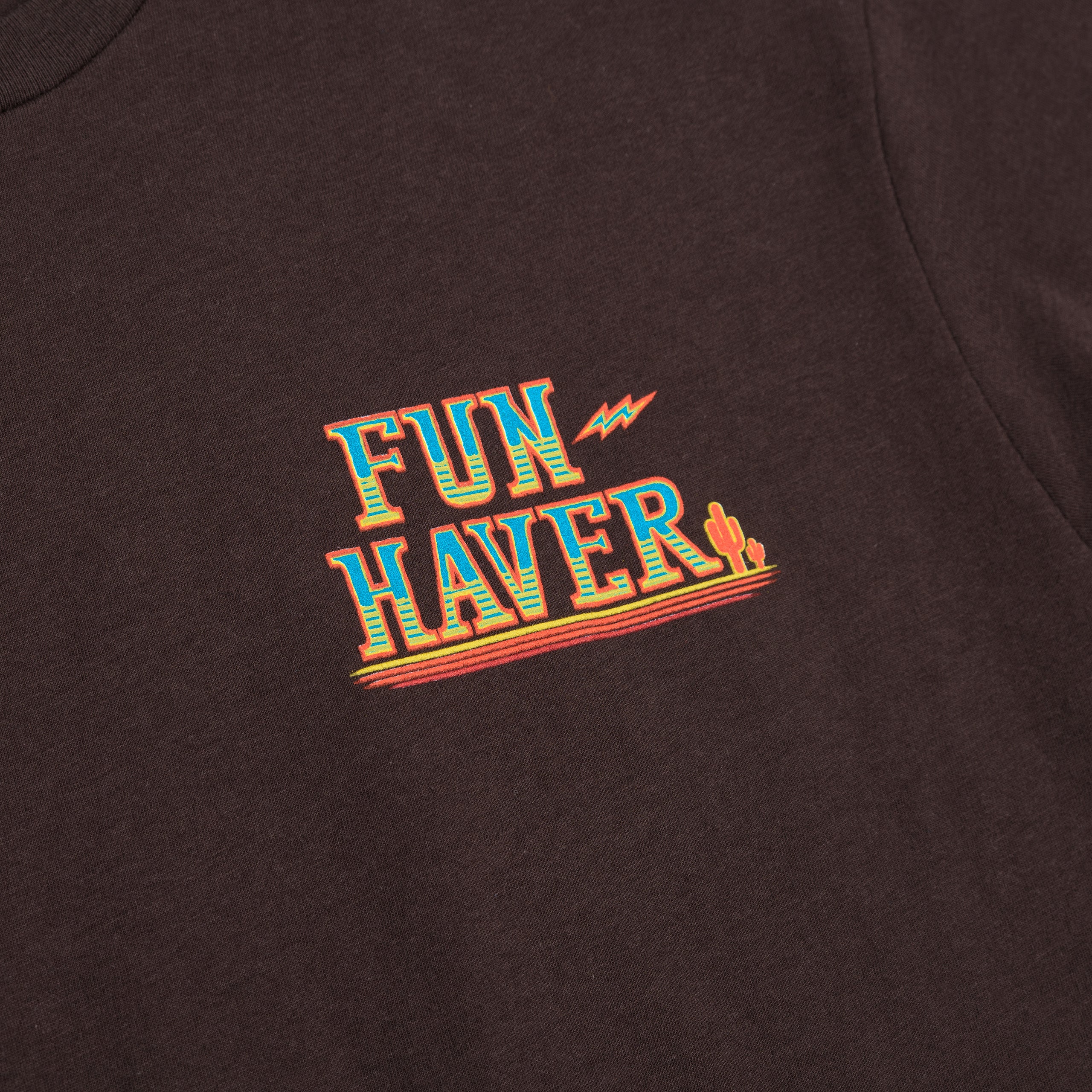 Front logo detail view of the FunHaver Thumpers Short Sleeve T-Shirt in Black