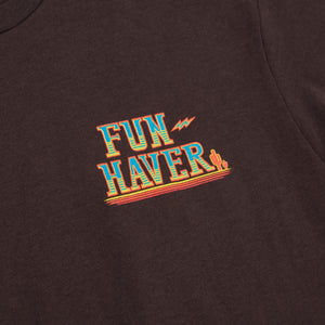 Front logo detail view of the FunHaver Thumpers Short Sleeve T-Shirt in Black