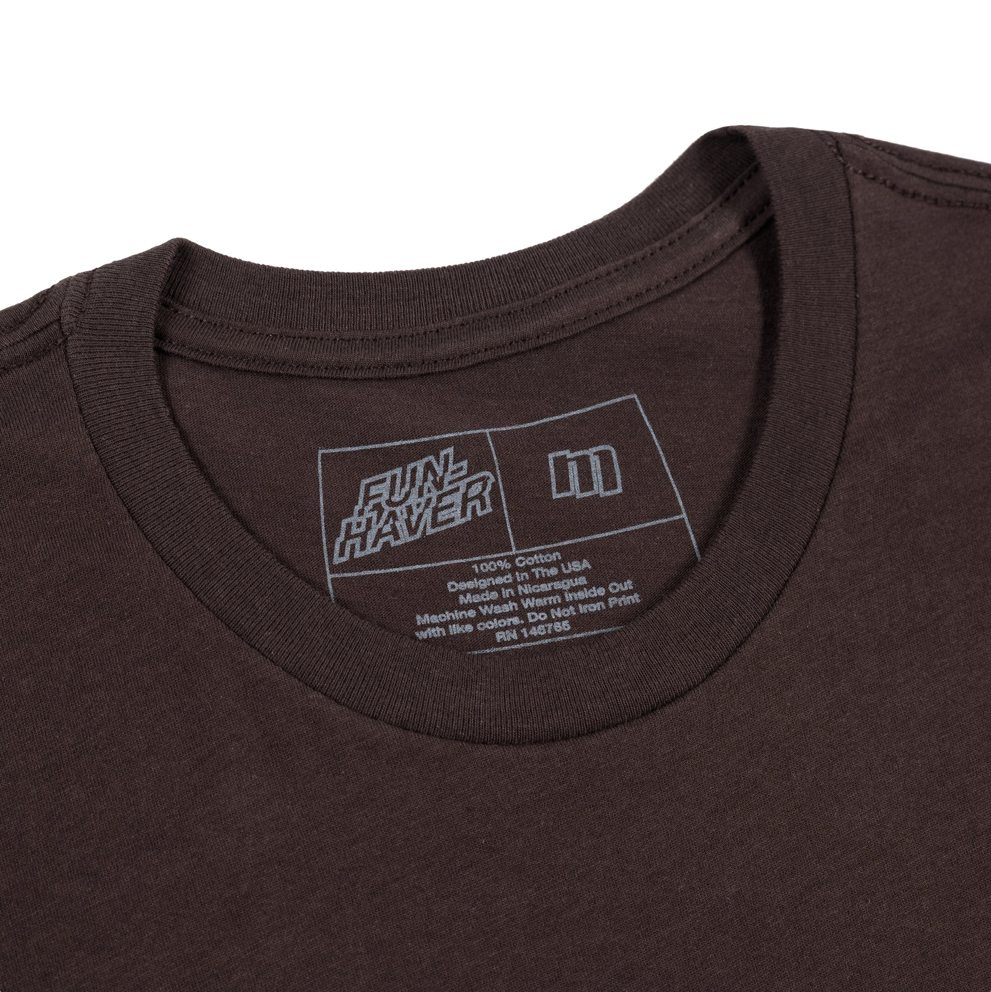 Neck label print detail view of the FunHaver Thumpers Short Sleeve T-Shirt in Black