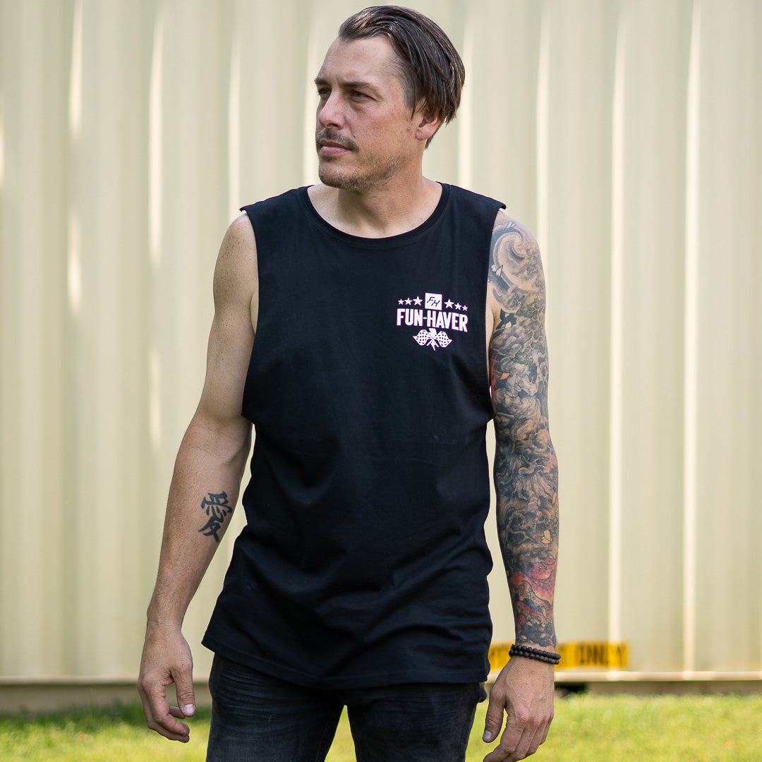 Fun-Haver Full Time Fun Black Tank Top - Lifestyle Image 1
