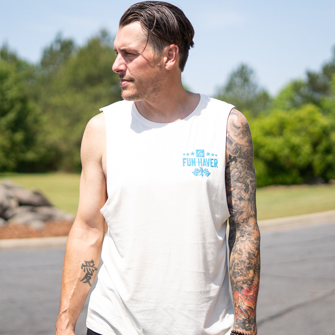 Full Time Fun Ecru Tank | Muscle-Tee by Fun Haver