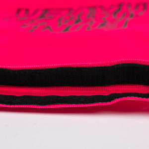 Detail view of the Pink Fun-Haver Trail Bag velcro opening.