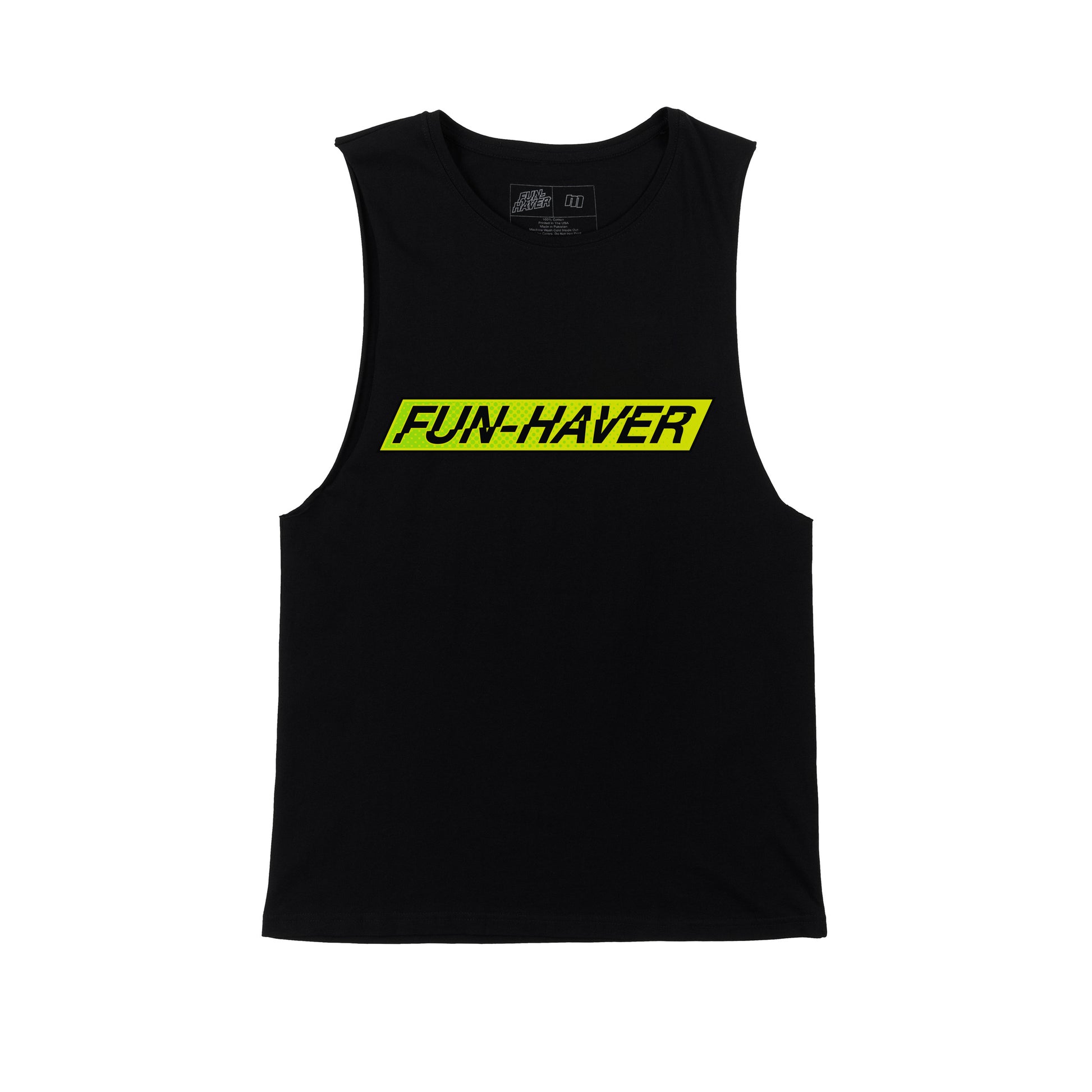 Fun-Haver Block Logo Black Tank Top - Front