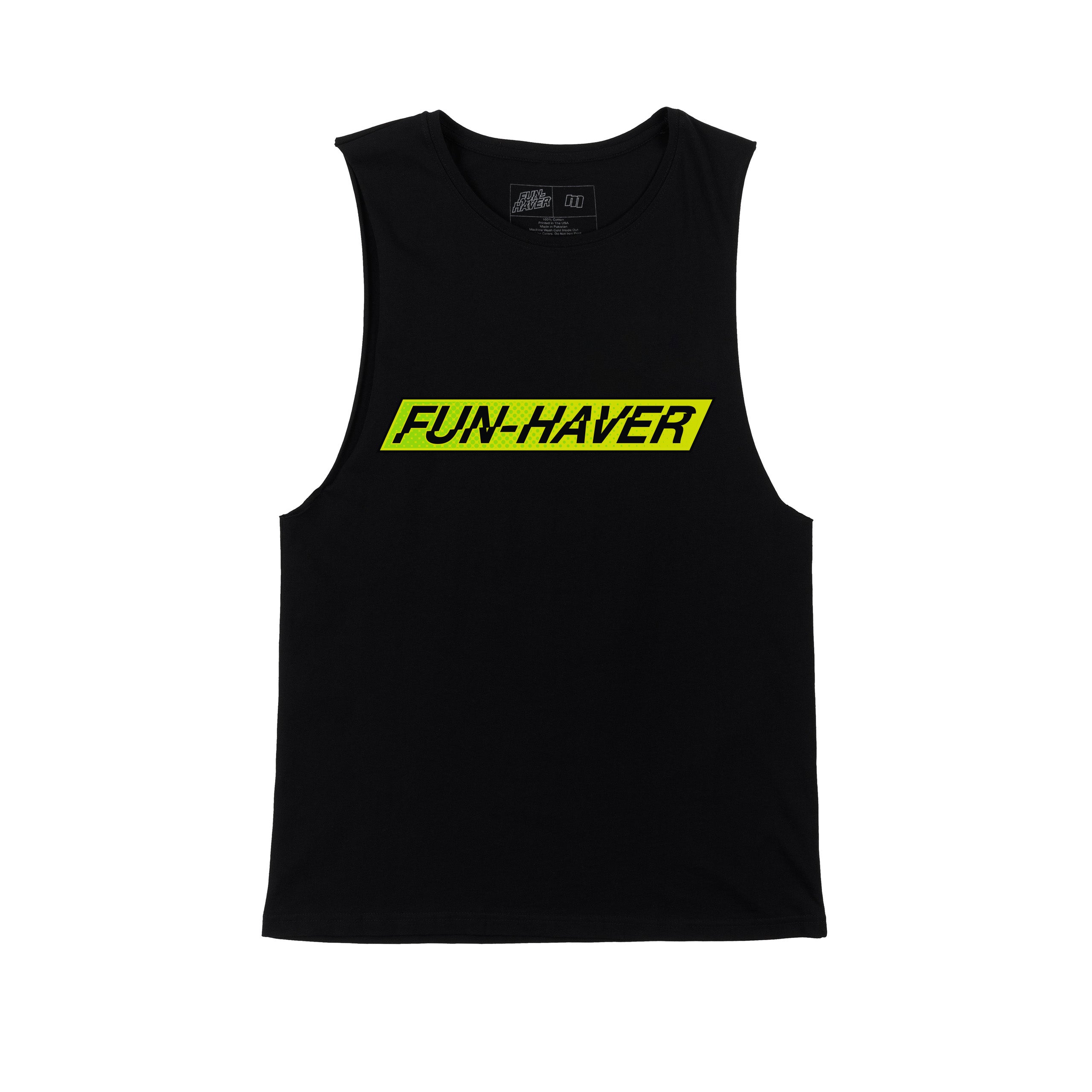Fun-Haver Block Logo Black Tank Top - Front