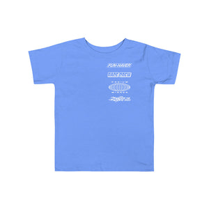 Front view of the Fun-Haver Podium toddler short sleeve T-Shirt in Blue.