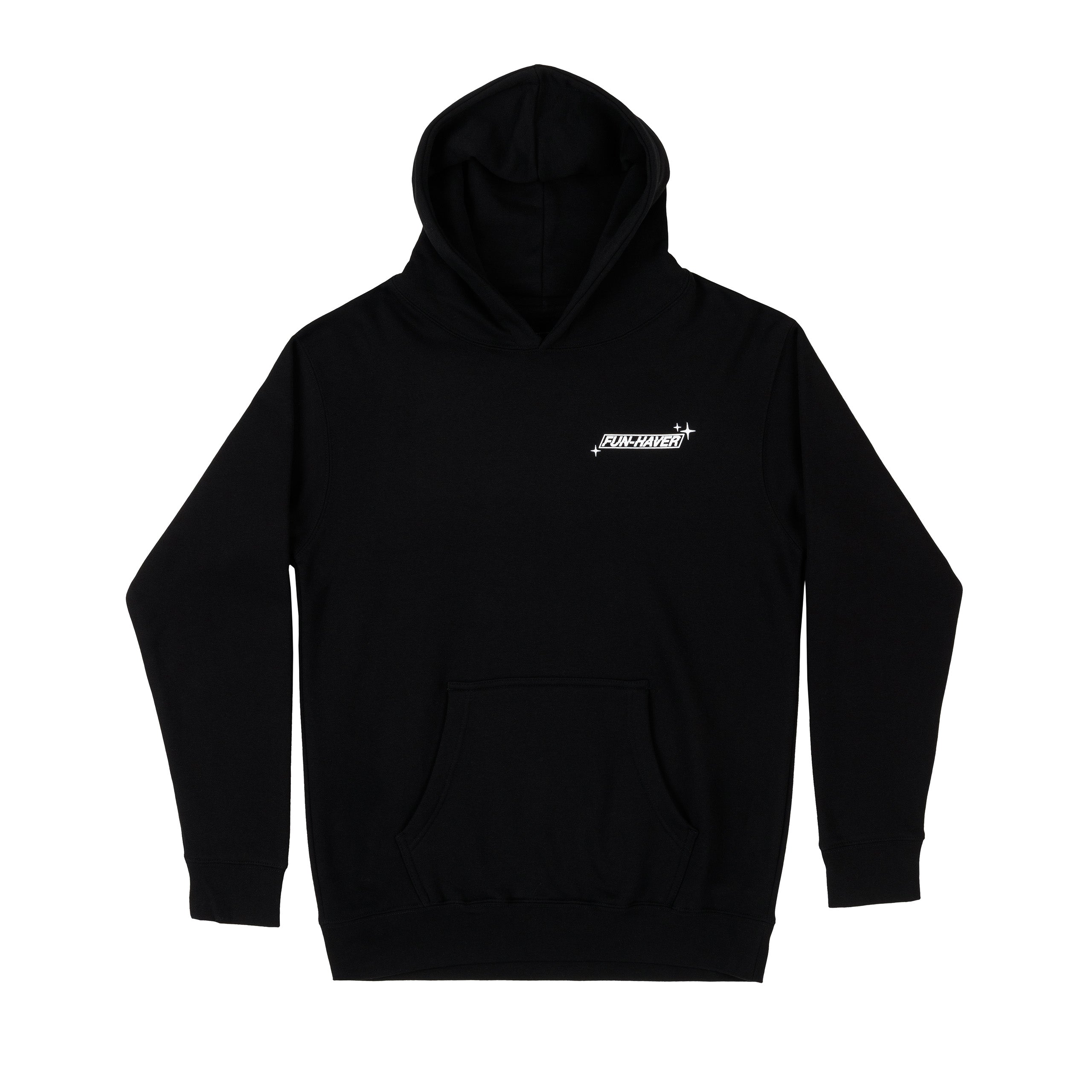 Front view of the Fun-Haver Build Beat Repeat Hoodie in Black.
