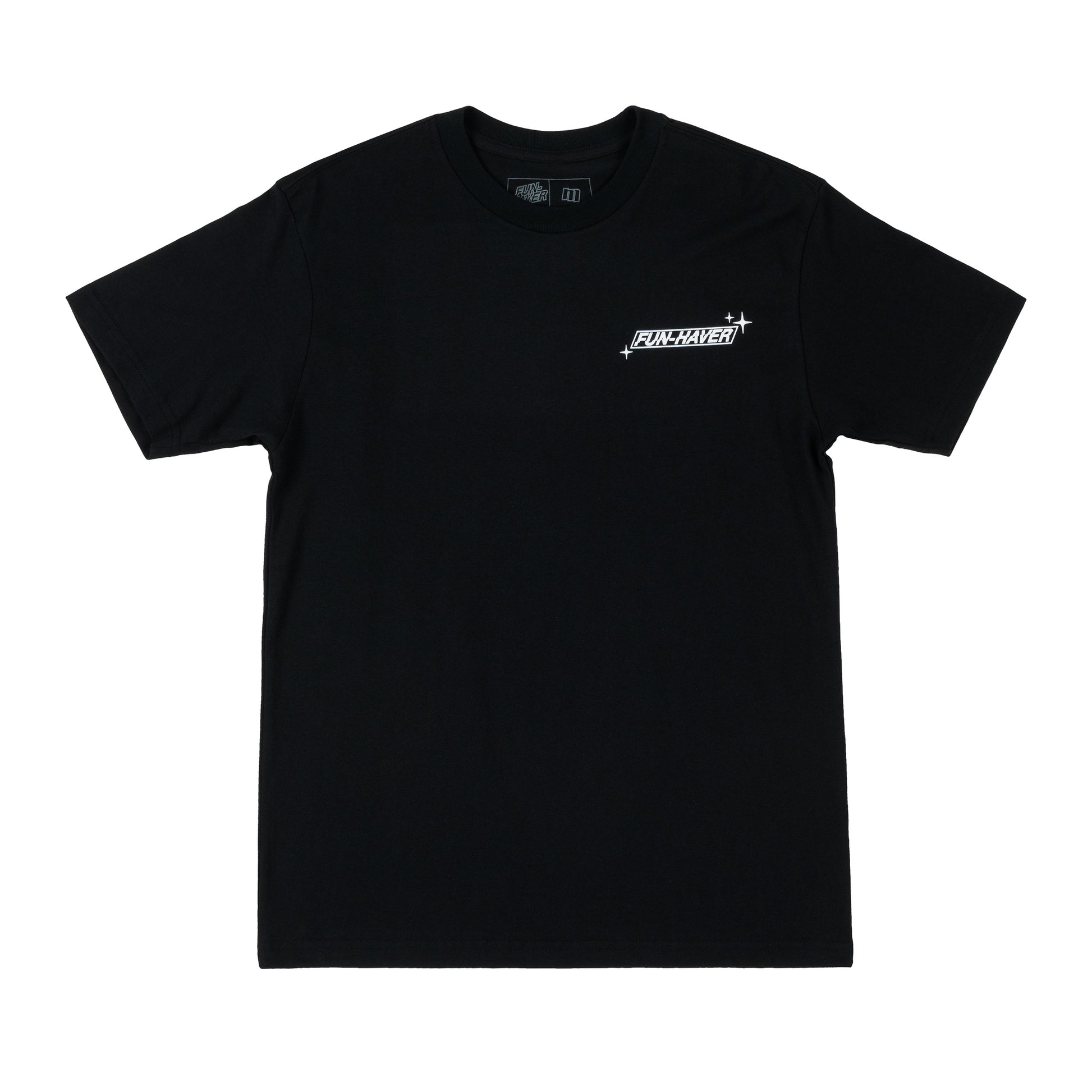 Front view of the Fun-Haver Build Beat Repeat Black T-Shirt.