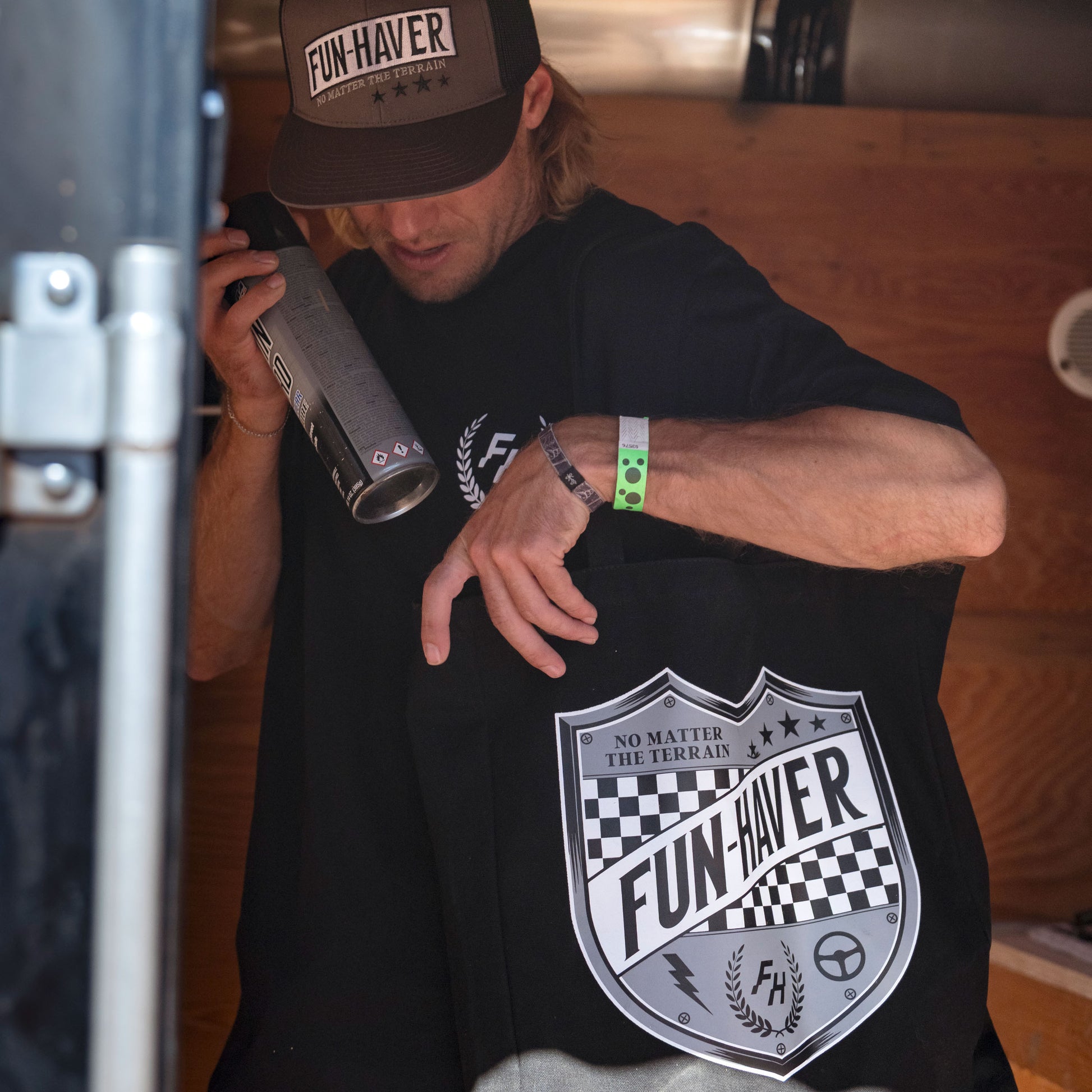 Putting the Fun-Haver® Shield Logo Tote Bag to work hauling stuff at the track.