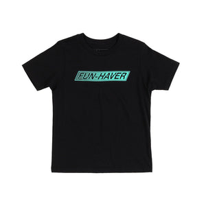 Front view of the Fun-Haver Flag Youth T-Shirt in Black.