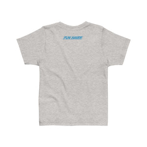Back view of the Fun-Haver Powered by Dirt, Rocks & a Juicebox T-Shirt in Heather Gray.