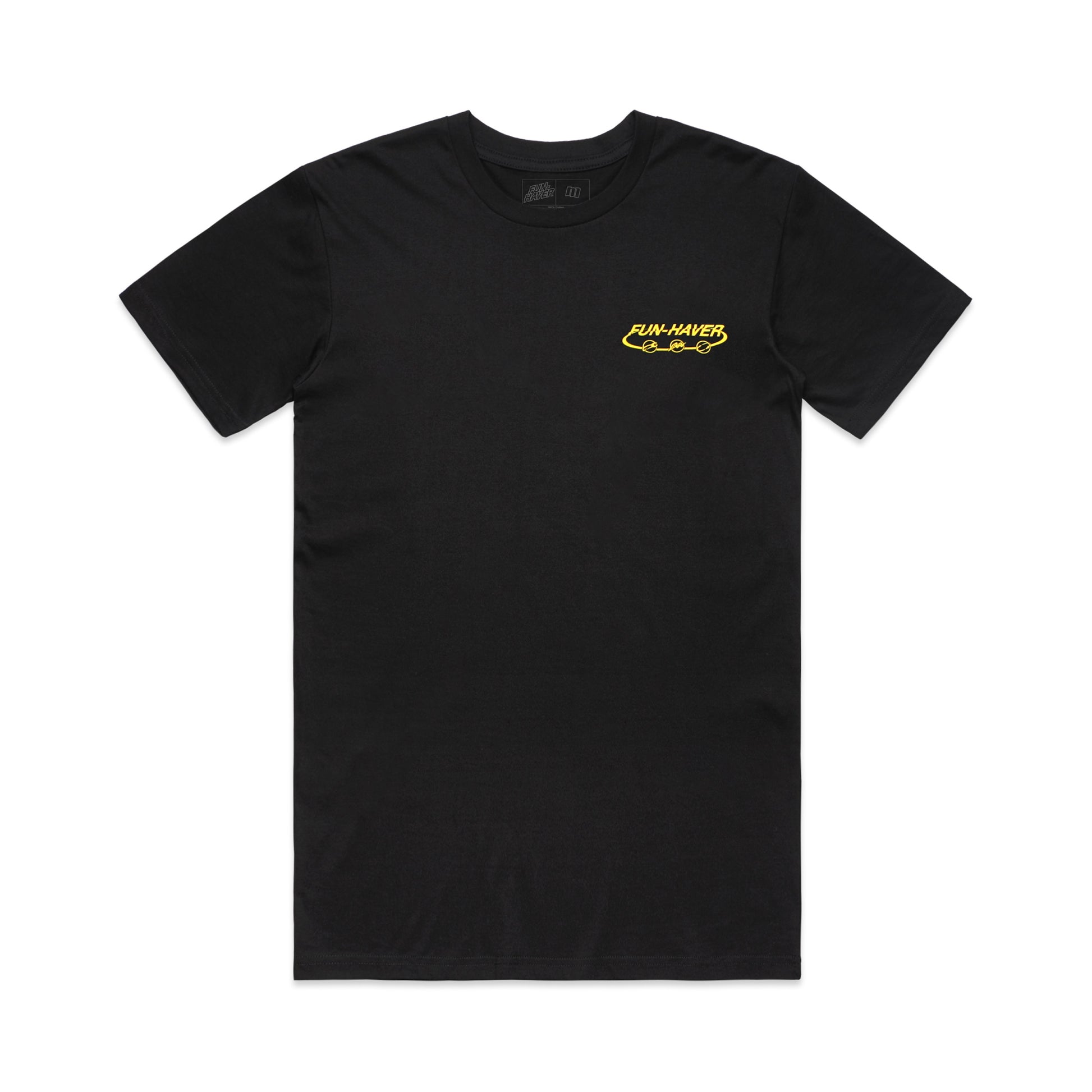 Front view of the Fun-Haver Kelsie Heck Build Beat Repeat Black T-Shirt.