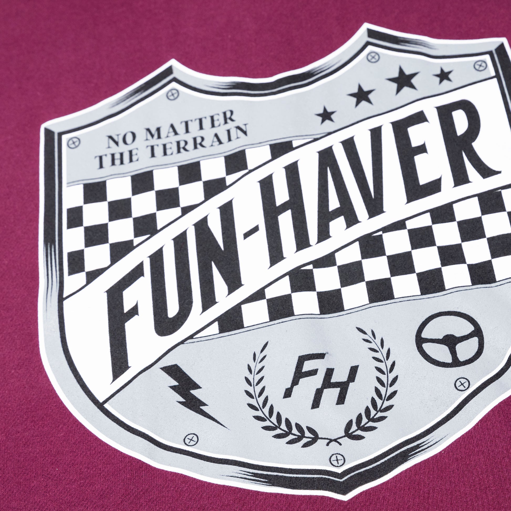 Close up detail of the Fun-Haver Shield logo.