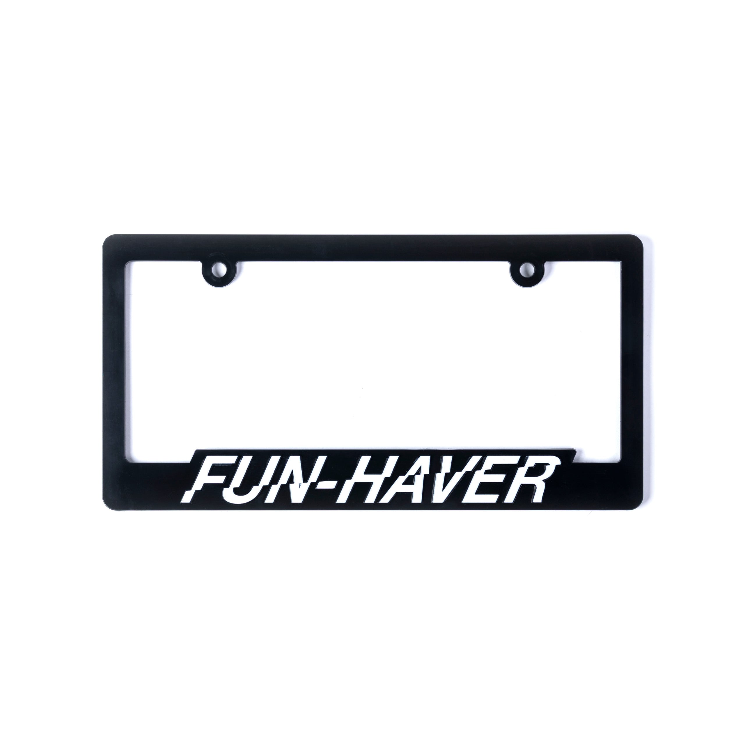 Fun-Haver logo license plate frame in Black.