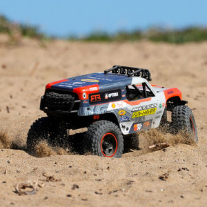 The Fun-Haver Loren Healy Hpi Venture 18 1/10th RC Ultra4 Bronco in action shredding in the sand.