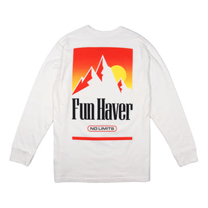 Back view of the Fun-Haver No Limits White Long Sleeve T-Shirt.