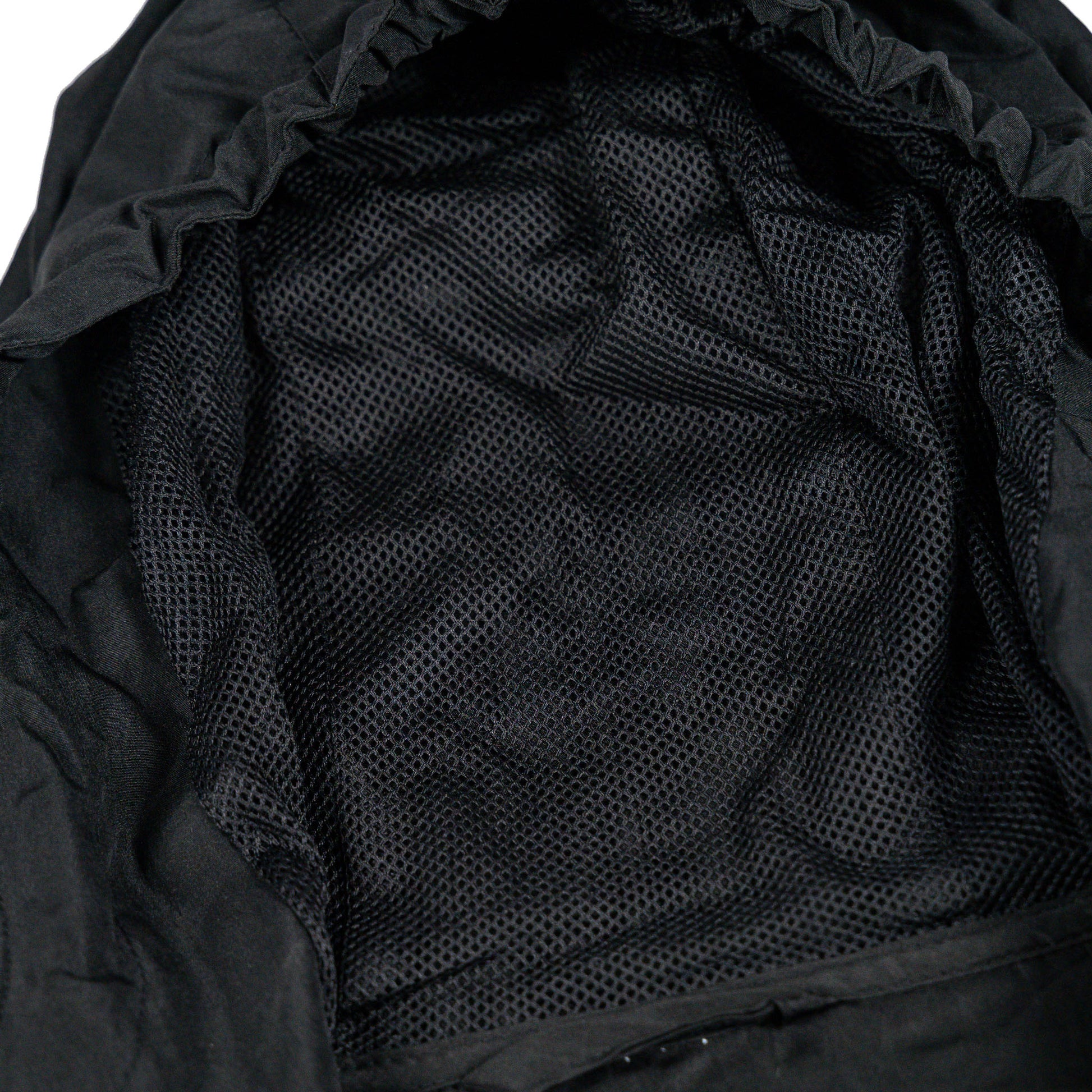 Hood detail view of the Black Fun-Haver Energy Windbreaker Anorak Jacket.