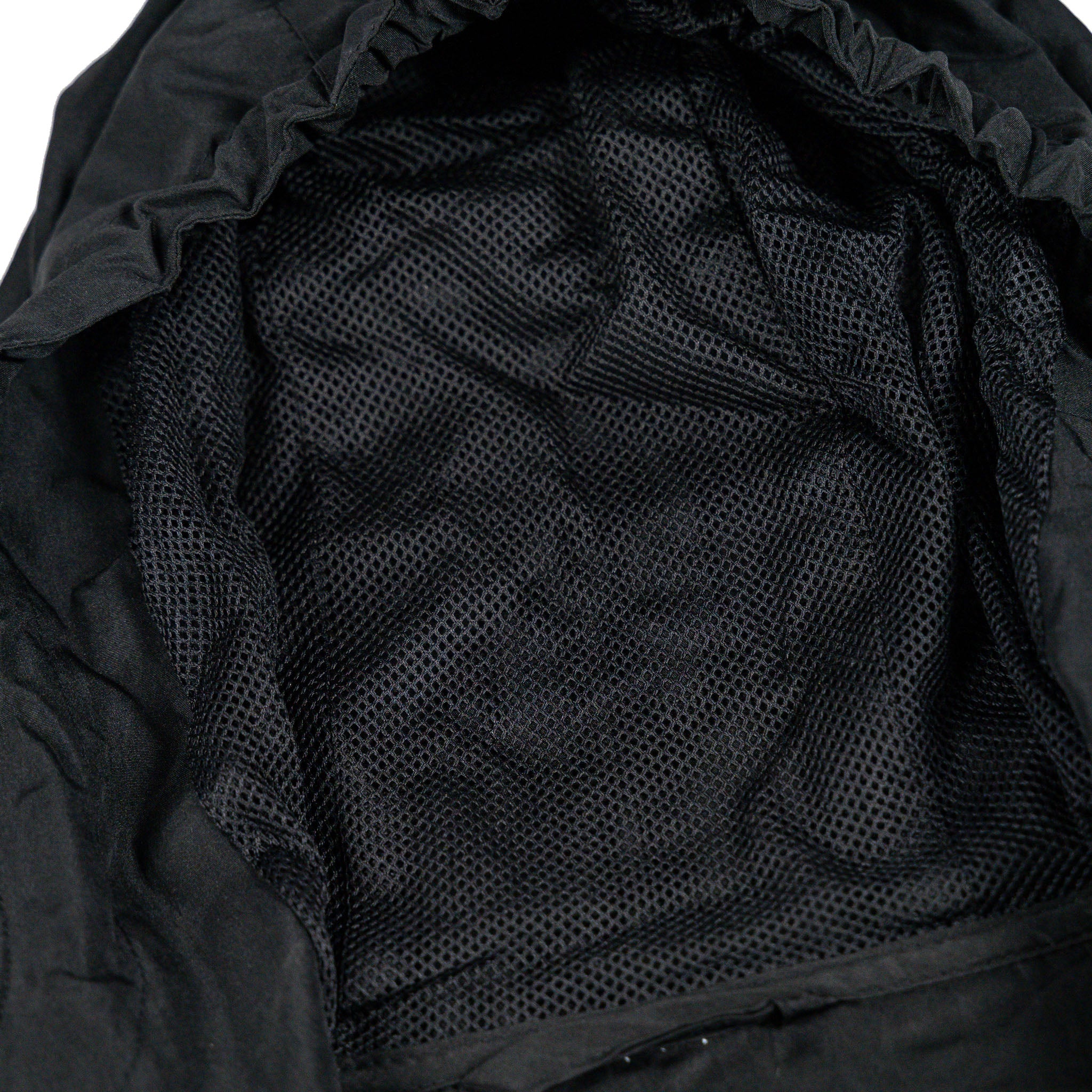 Hood detail view of the Black Fun-Haver Energy Windbreaker Anorak Jacket.