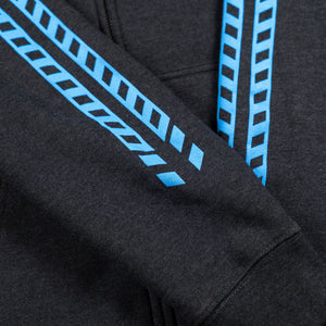 Sleeve detail view of the Fun-Haver Pursuit Zip Hoodie in Charcoal Heather.