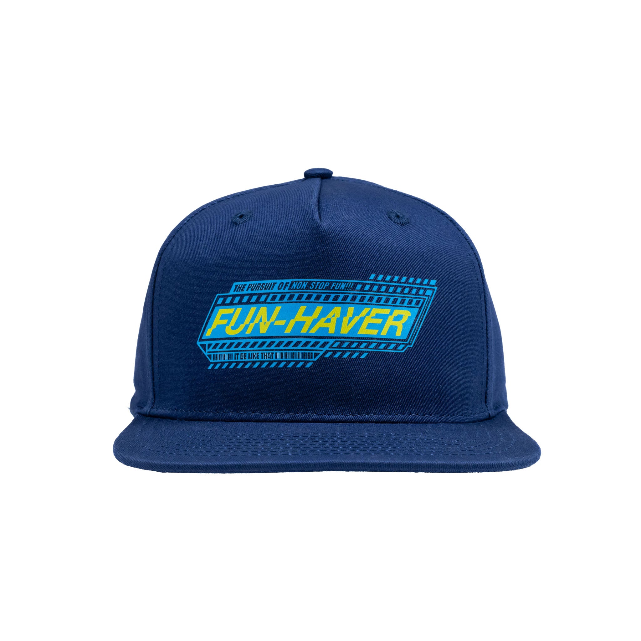 Front view of the Navy Fun-Haver Pursuit Snapback Hat.