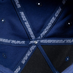 Inside detail view of the Navy Fun-Haver Pursuit Snapback Hat.