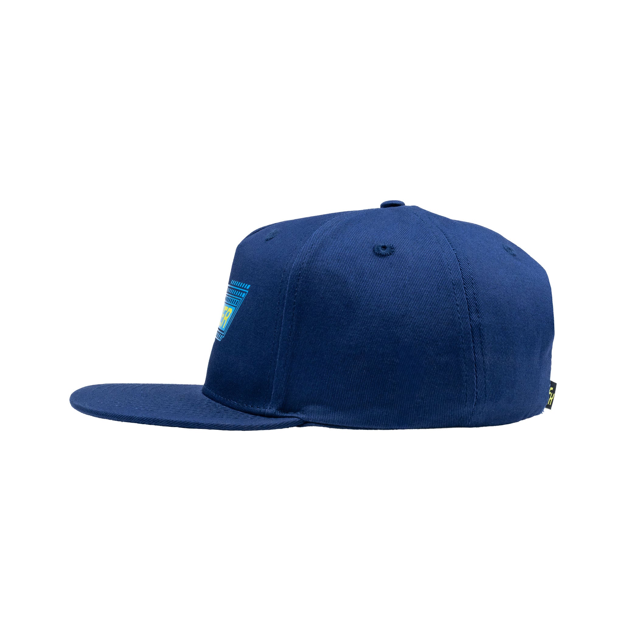 Left side view of the Navy Fun-Haver Pursuit Snapback Hat.