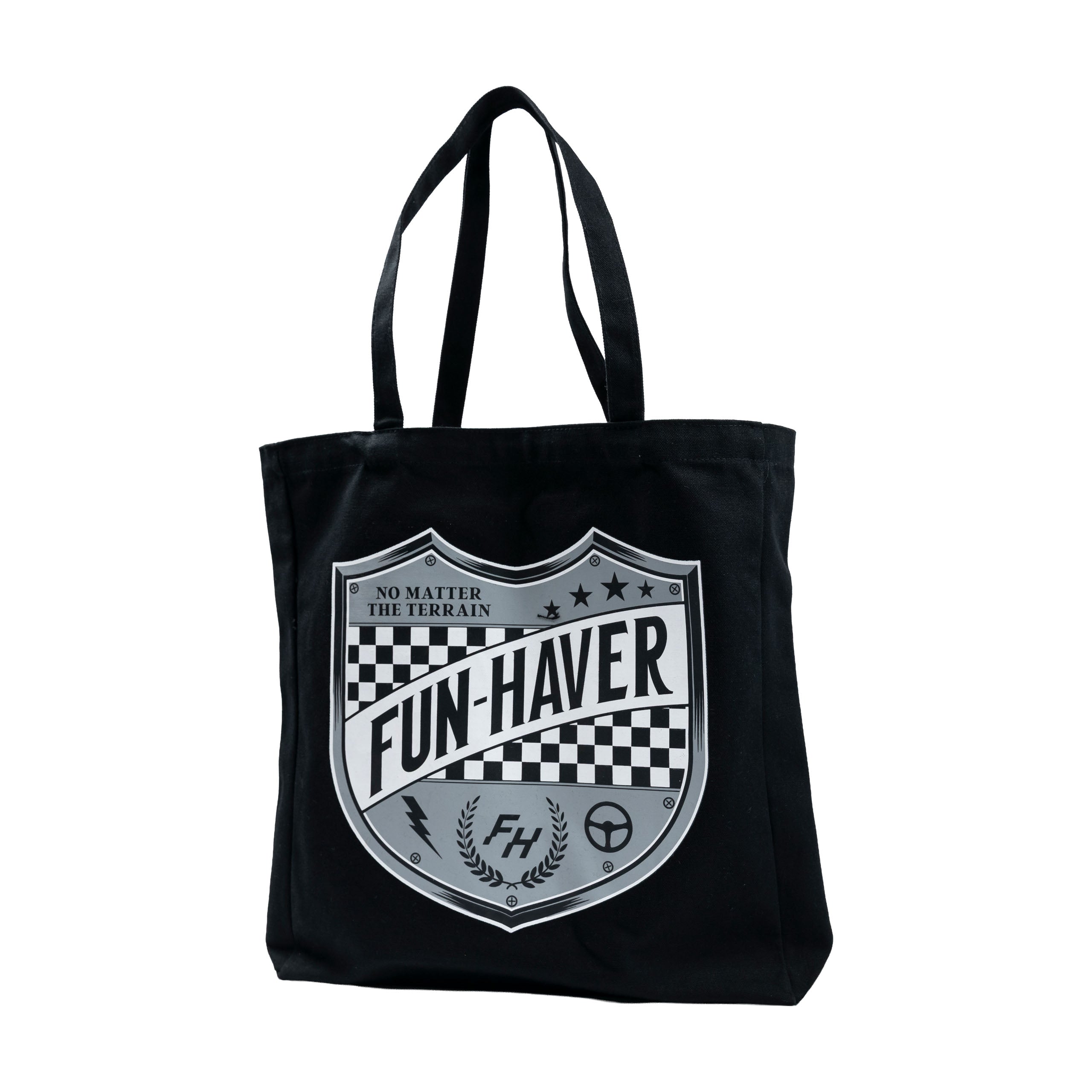 Fun-Haver® Shield Logo Tote Bag front view.