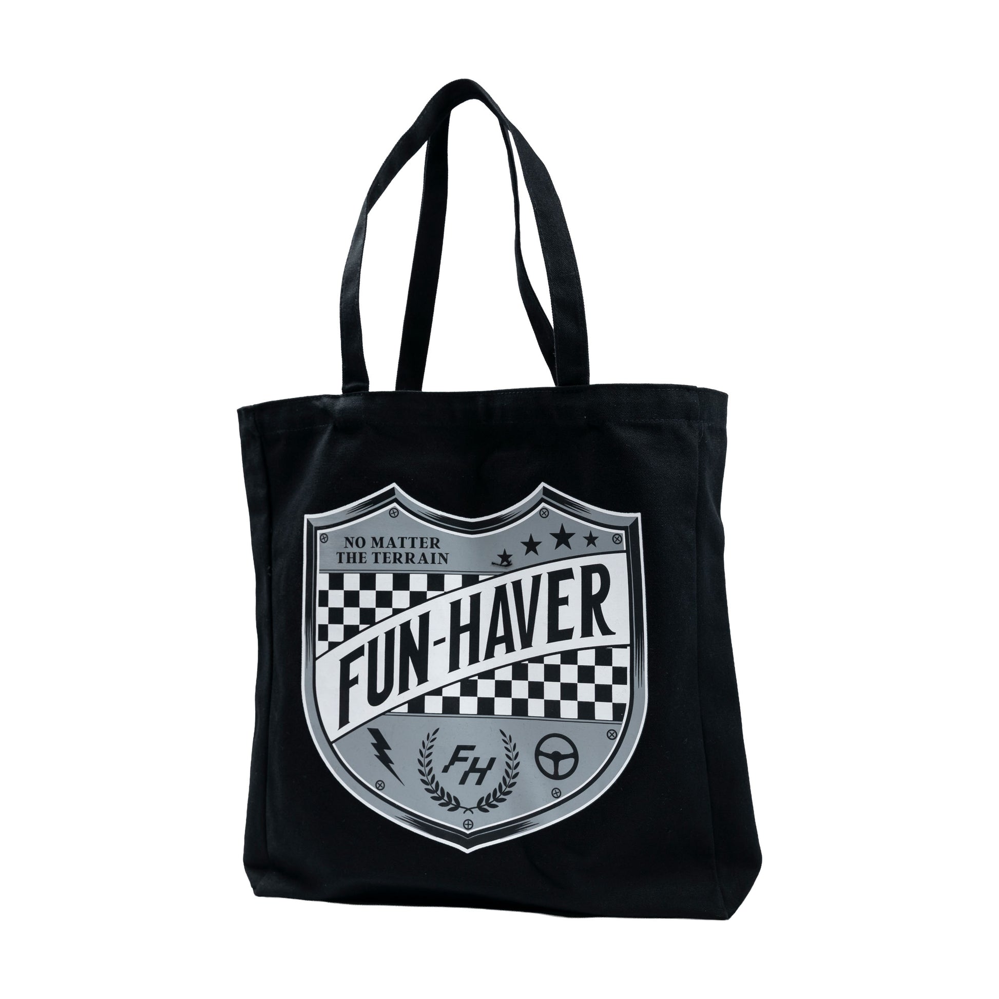 Fun-Haver® Shield Logo Tote Bag front view.