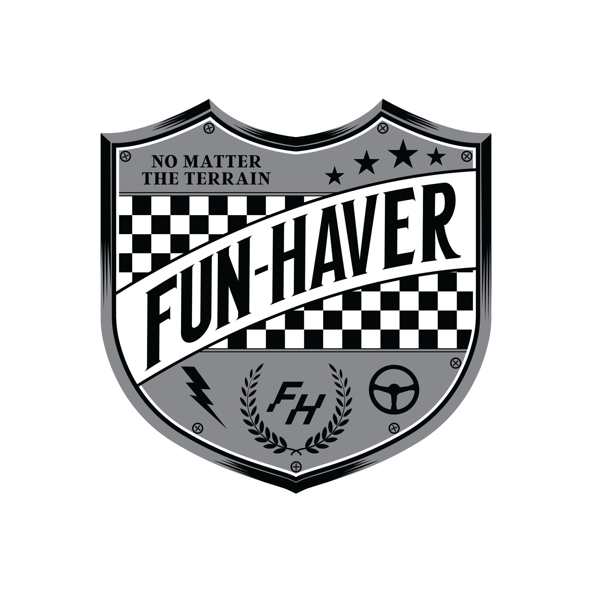 Fun-Haver Shield logo vinyl sticker.